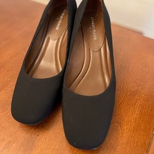 Donald J Pliner Corin Black Crepe Elastic Block Heel Pumps size 10